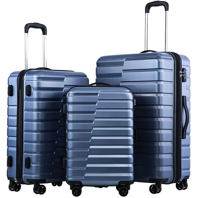 COOLIFE Luggage Expandable Suitcase Luggage set PC ABS TSA Lock Spinner Carry on 3 Piece Sets (blue, 3 piece set)