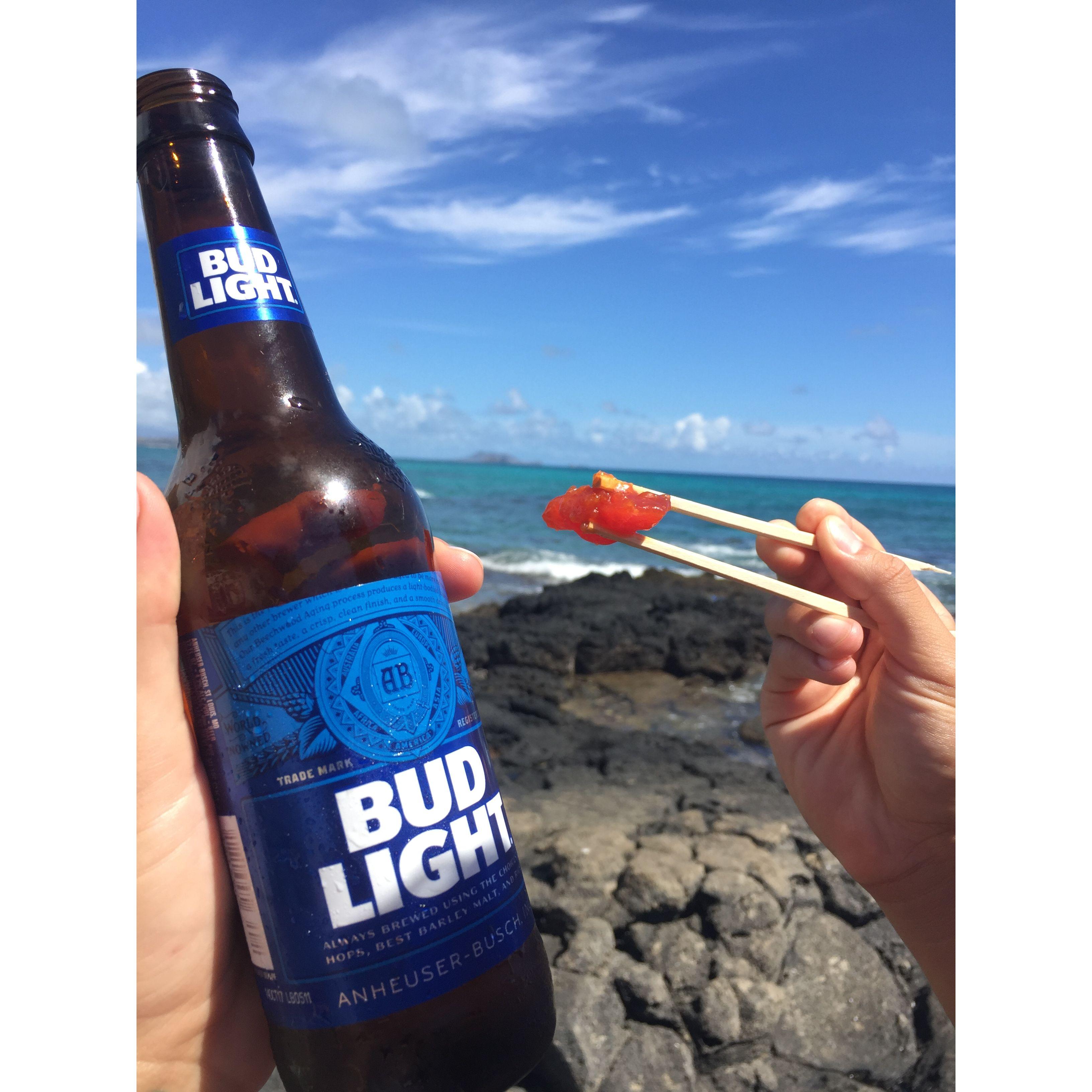 Two words, poke & beer.