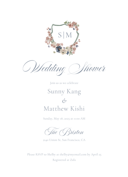 Windansea | Periwinkle Gray | Zola Wedding & Bridal Shower Invitations