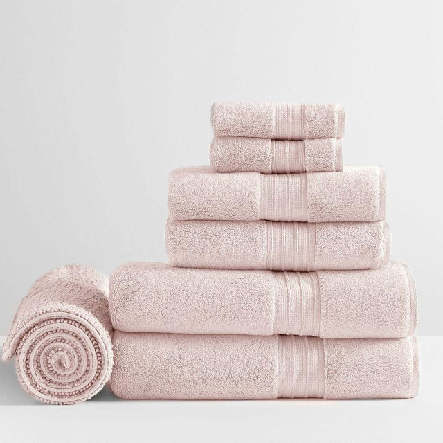 Hydrocotton Towel Bundle With Bath Mat, Soft Rose, Set of 7