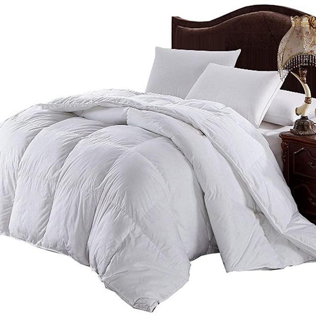 Royal Hotel Plush Down Fill Comforter, Hypoallergenic, Allergy-Free Down-Comforter 650-Fill-Power, Duvet Insert 100 % Cotton Shell 480 Threadcount - Solid White, King / Cal-King