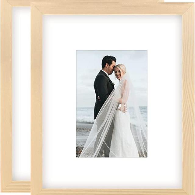 8x10 Grain Picture Frames Nature Solid Wood 2 Pack for Wall Mounting and Tabletop Display