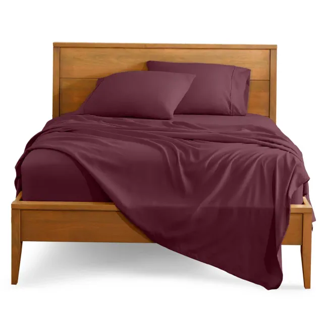 Full Burgundy 4 Piece Ultra-Soft Double Brushed Sheet Set by Bare Home
