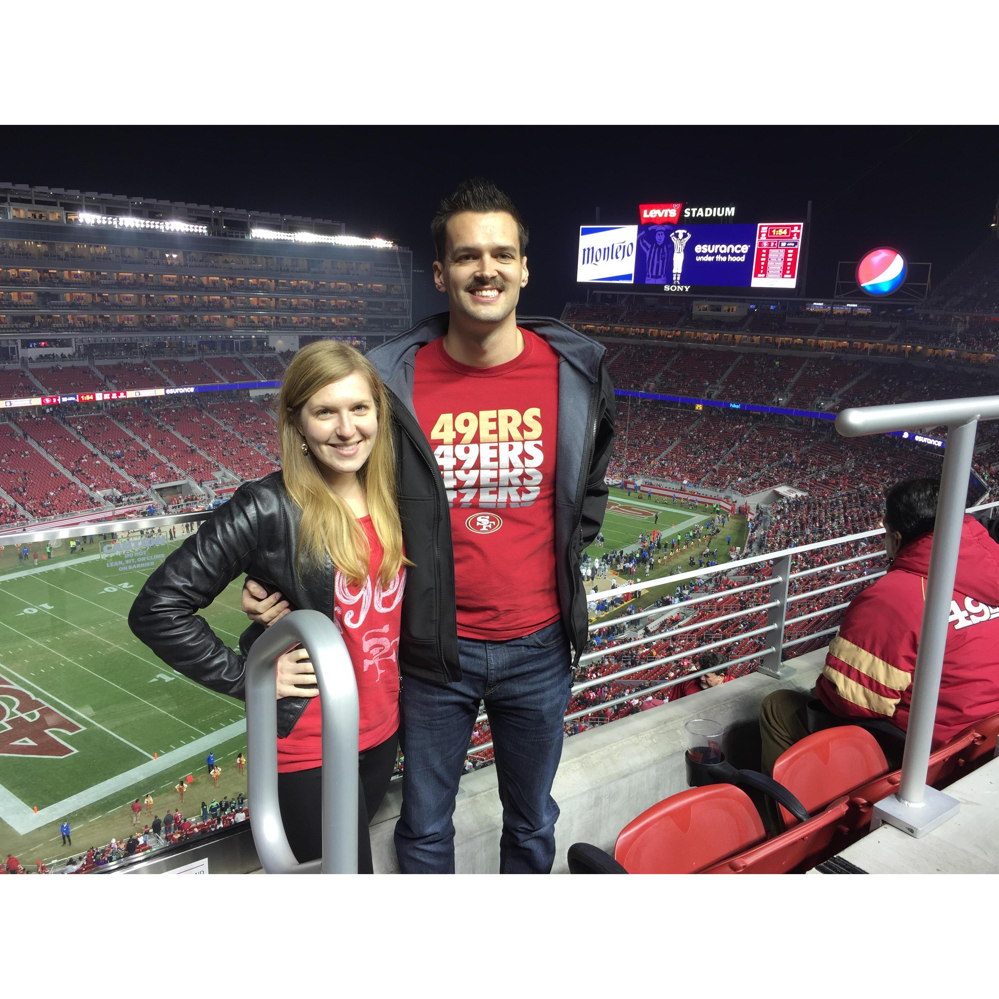 Enjoying the 49ers vs Seahawks rivalry on Thanksgiving night in 2014. Michael lived walking distance from the new stadium!