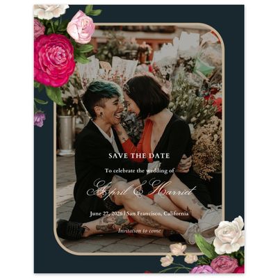 Darkest Teal, Blue Wedding Digital Save the Date - Eleganza Photo