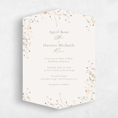 Beige Diamond Wedding Invitation - Caramella Portrait