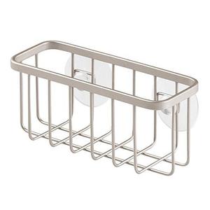 InterDesign Gia Suction Kitchen Sink Caddy, Sponge Holder Kitchen Accessories - Satin