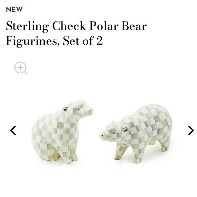 Mackenzie Childs Sterling Check Polar Bear Figurines, Set of 2