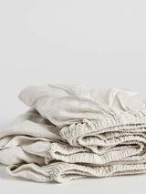 Vintage Linen Fitted Sheet, Queen, Off-White