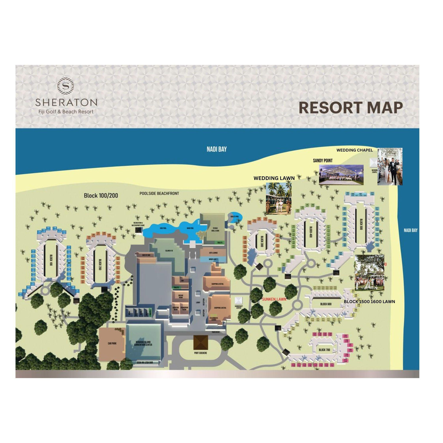Resort Map with Wedding Lawn & Block 1500/1600 marked.