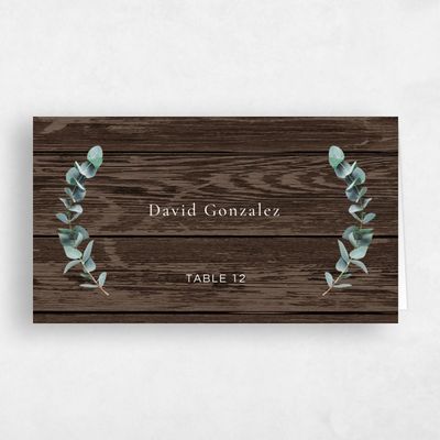 Dark Wood, Brown Wedding Place Card - Galata