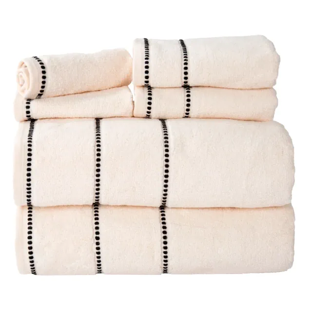 Hastings Home Luxury Towel Set 6-pc - Bone/Black
