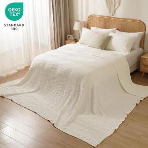 PHF 100% Cotton Waffle Blanket Oversized King 120"x120", Lightweight Breathable Extra Large 10'x10' Blankets for Bed, Giant Big Luxury Aesthetic Woven Bedding for Home Decor, Ivory
