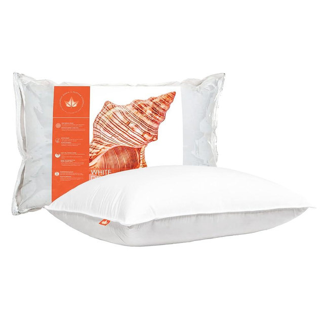 Canadian Down & Feather Co. – 1 Pack Medium 625 Fill Power White Down Sleeping Pillow King Size - 500 Thread Count Shell 100% Cotton - Made in Canada