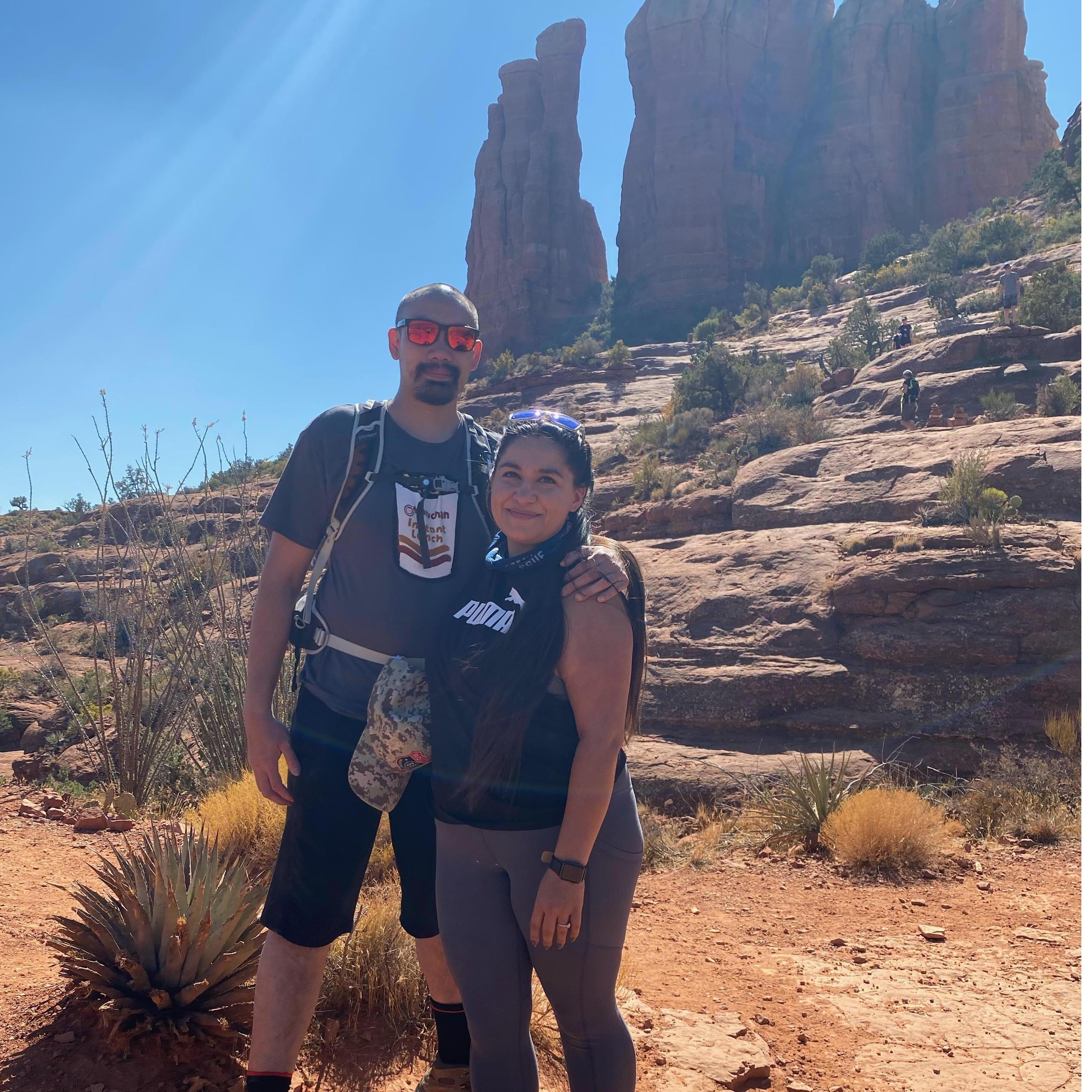 Hiking up Cathedral Rock in Sedona.