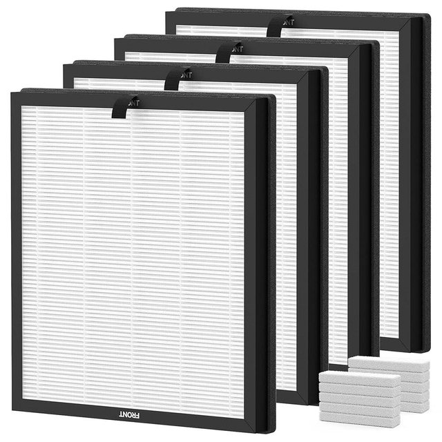True HEPA Replacement Filter Compatible with SereneLife Air Purifier, AIRTOK AP2301 and Honeyuan ZY3866G Air Purifiers, 3-in-1 High-Efficiency Air Filter, 4 Pack