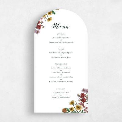 White Arch Wedding Menu - Mirasol