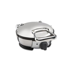 Groupe SEB - All-Clad 99012GT Stainless Steel Classic Round Waffle Maker with 7 Browning Settings, 4-Section, Silver