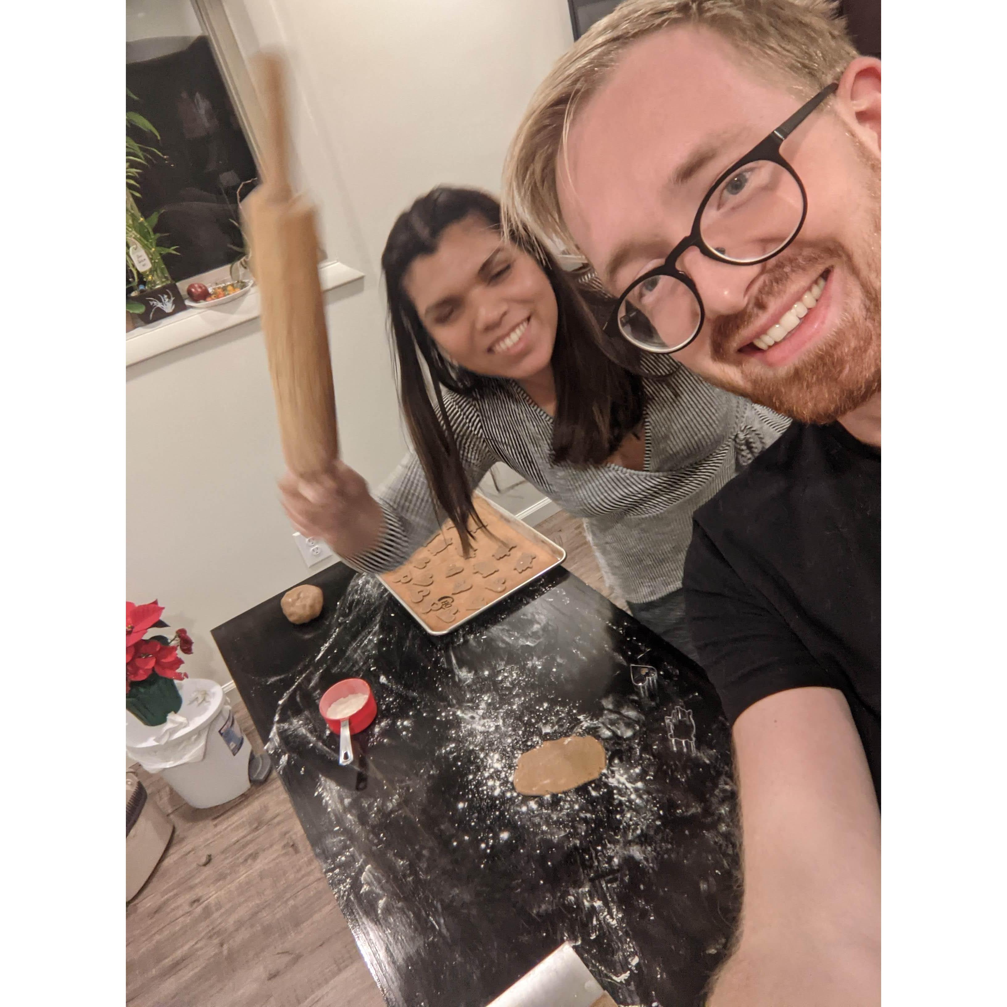 December 2020. Jess and Johan make gingerbread cookies.