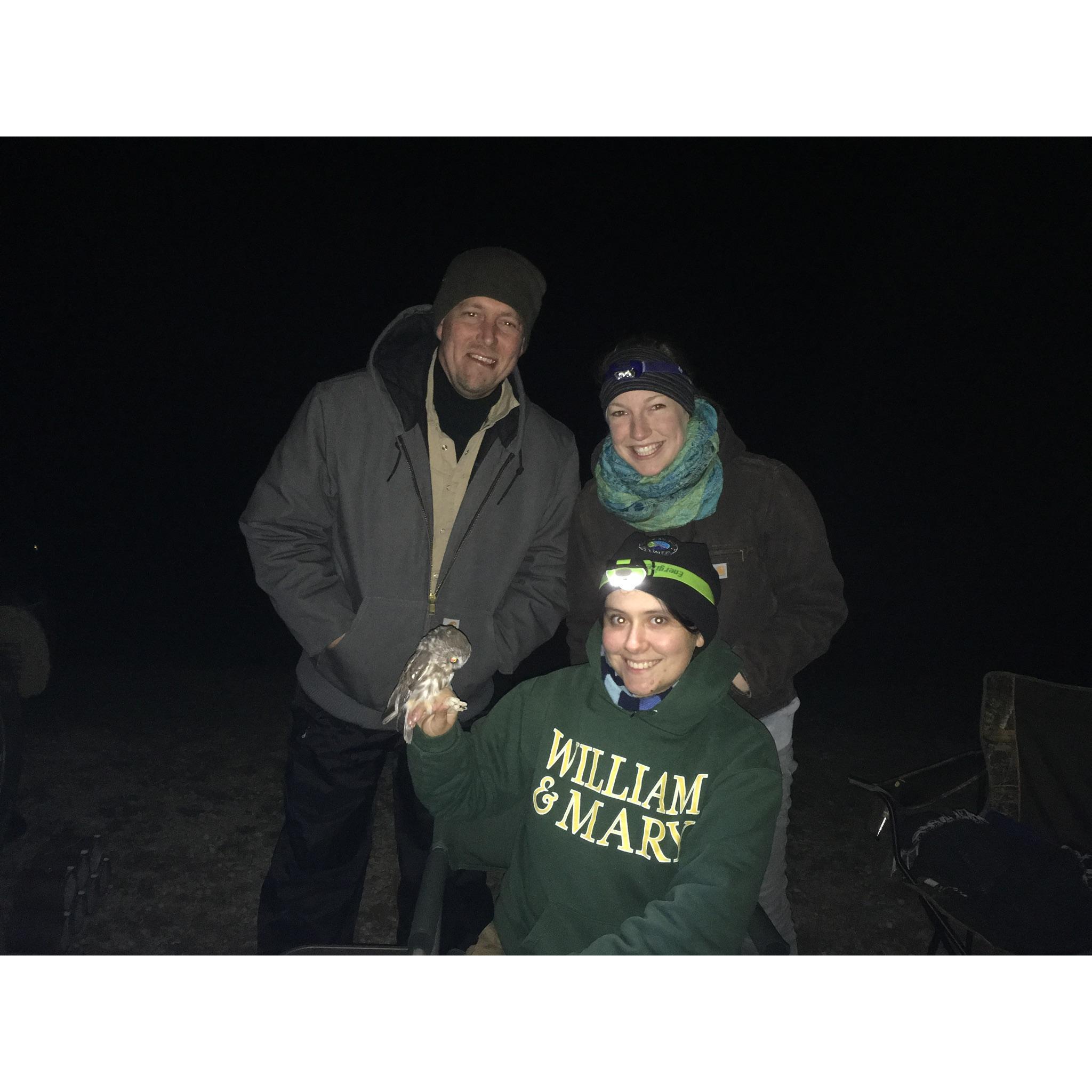 Oct. 2018- banding Northern Saw-whet owls at Teddy Roosevelt National Park with bird conservancy of the rockies. We had so much fun and it wasn’t too cold!