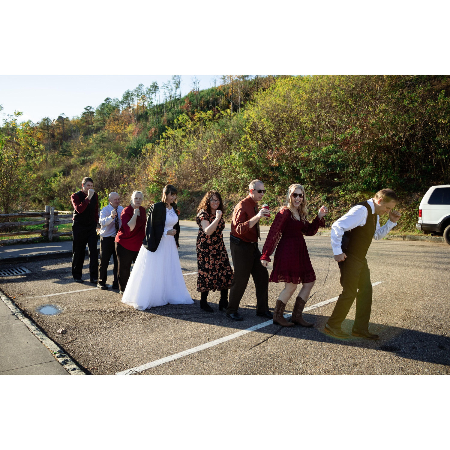 Dancing in the parking lot waiting for the sun to go behind the mountain.