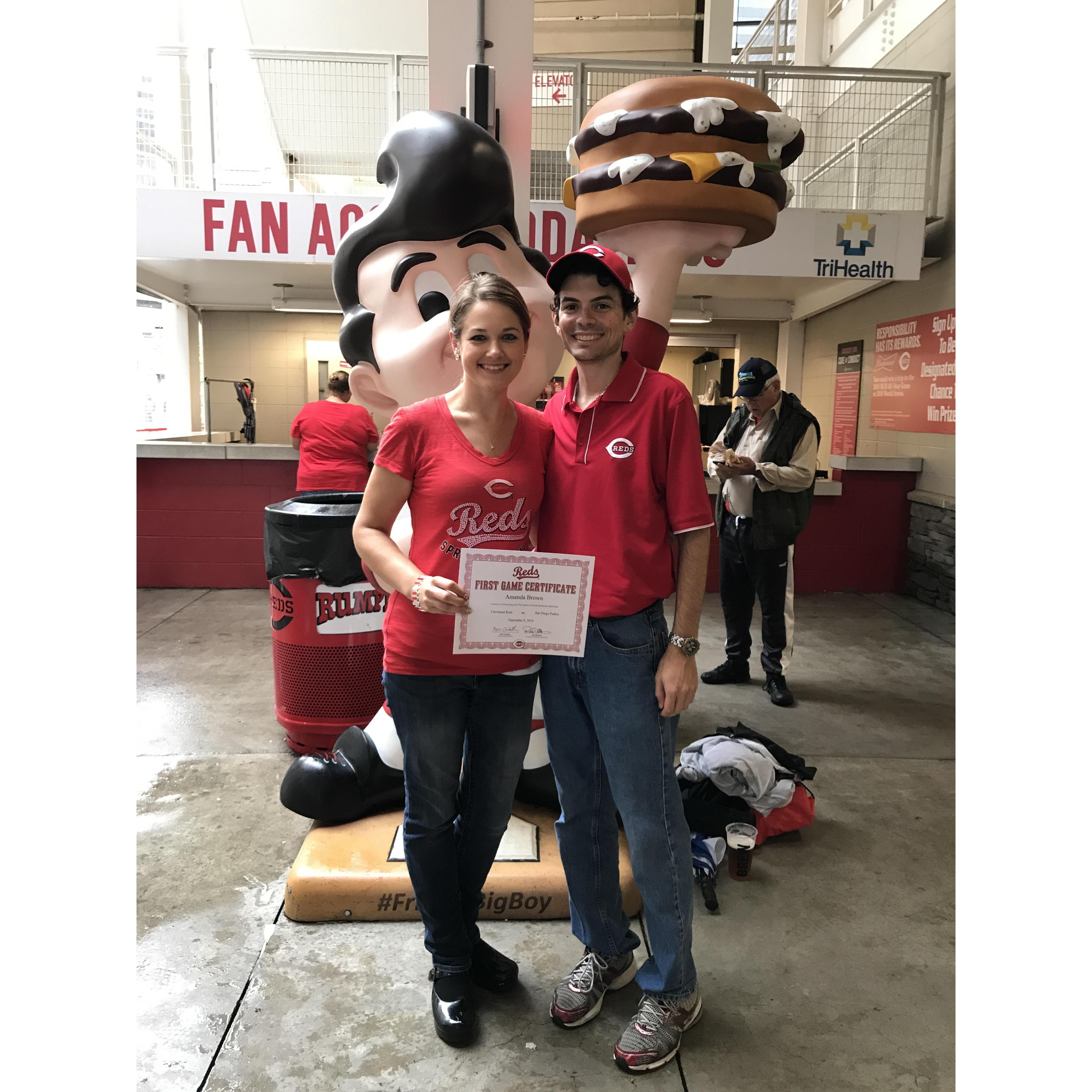September 2018 - Cincinnati, Ohio - Amanda's first Red's game
