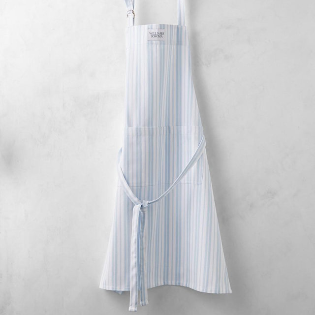 Williams Sonoma Classic Stripe Apron, Logo, Ice Water Blue