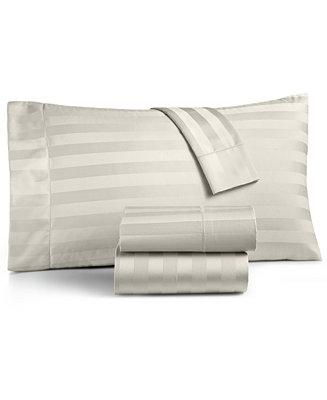 Charter Club Damask 1.5" Stripe 100% Supima Cotton 550 Thread Count 4 Pc. Sheet Set, Queen