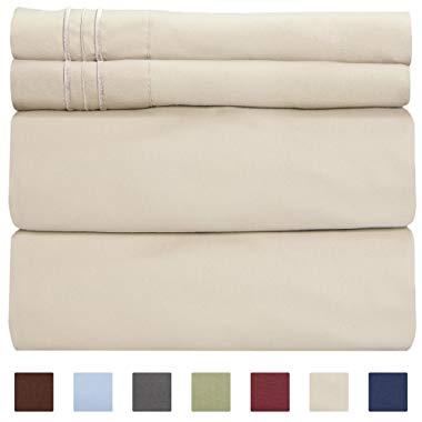 Queen Size Sheet Set - 4 Piece Set - Hotel Luxury Bed Sheets - Extra Soft - Deep Pockets - Easy Fit - Breathable & Cooling - Wrinkle Free - Comfy – Beige Tan Bed Sheets - Queens Sheets – 4 PC