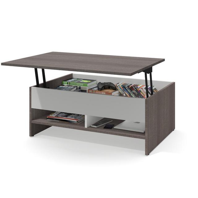 37" Small Space Lift Top Storage Coffee Table Bark Gray/White - Bestar