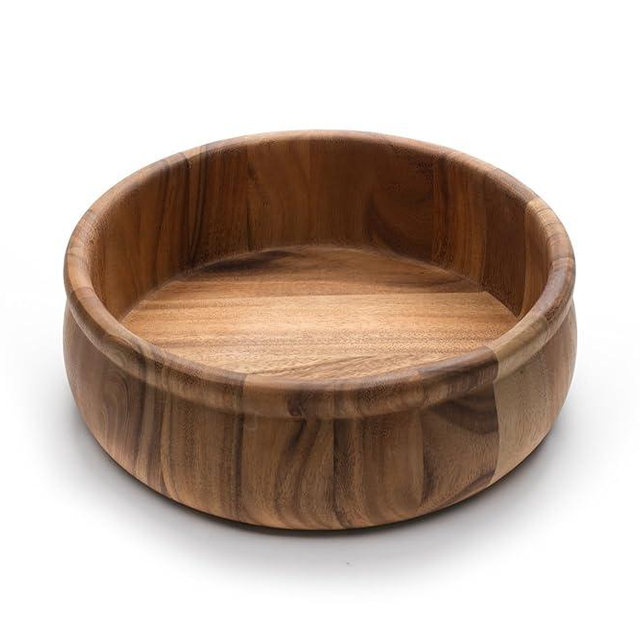 Ironwood Gourmet Large Bead Rim Petaluma Salad Bowl, Acacia Wood, Brown, 12 x 12 x 4 inches