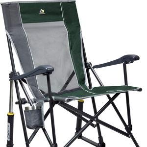 GCI Outdoor Roadtrip Rocker Camping Chair | Portable, Folding Rocking Chair with Solid, Durable Armrests, Drink Holder & Comfortable Extended Backrest — Hunter Green