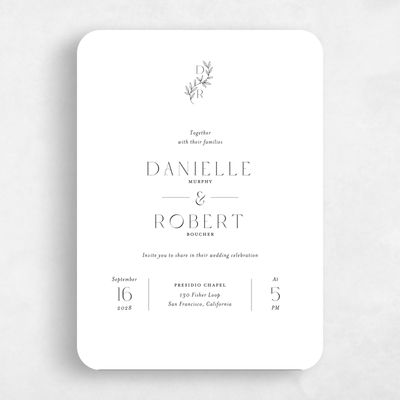White Rounded Wedding Invitation - Copan Portrait