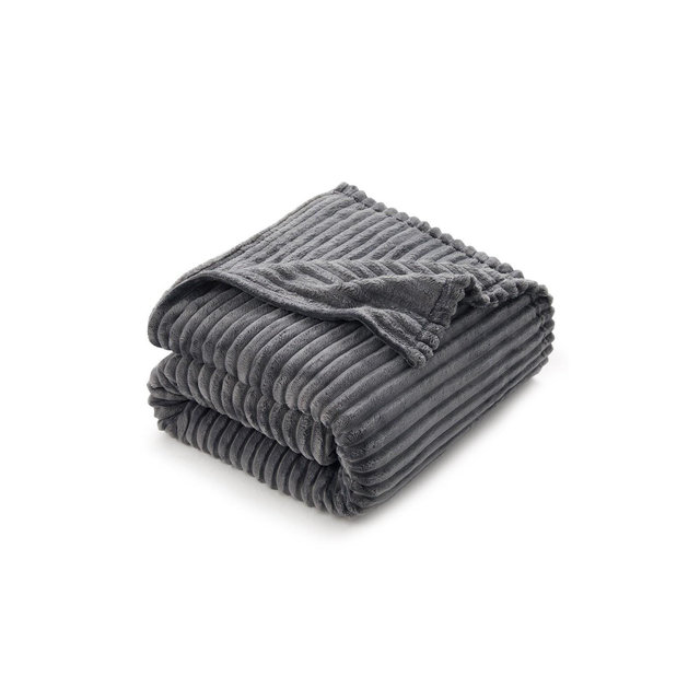 Nestl Soft Twin Blankets for Bed, Warm Fuzzy Twin Size Blanket, Gray Cut Plush Fleece Blanket