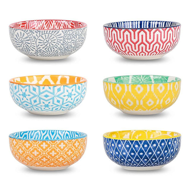 Selamica Ceramic Dipping Bowls Small Dip Bowl 3 inch Soy Sauce Dish Set, 2.7 oz Mini bowl for Side Dish, Appetizers, Sushi, BBQ, Set of 6, Assorted Colors