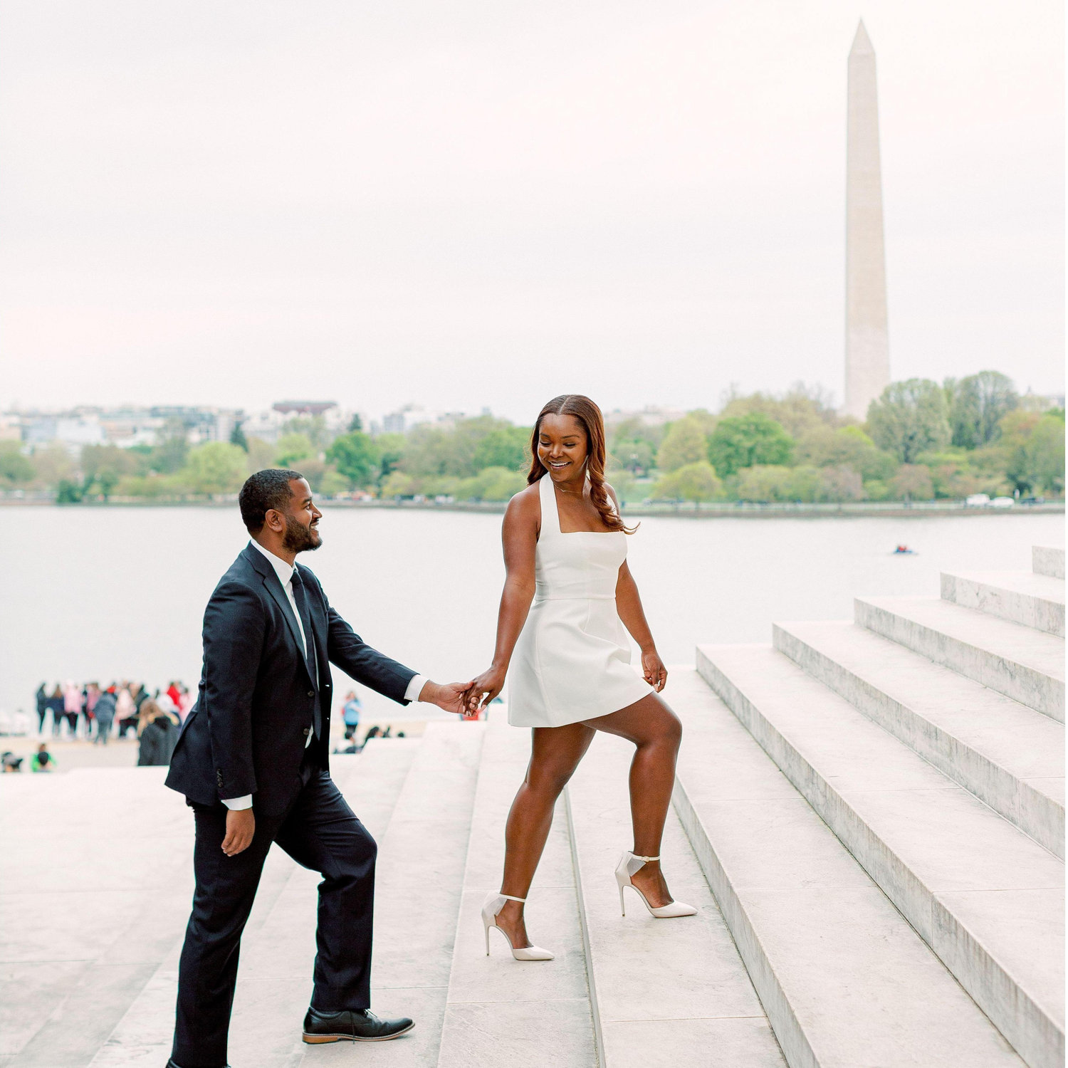 Our engagement shoot at the Thomas Jefferson Memorial, April 2025