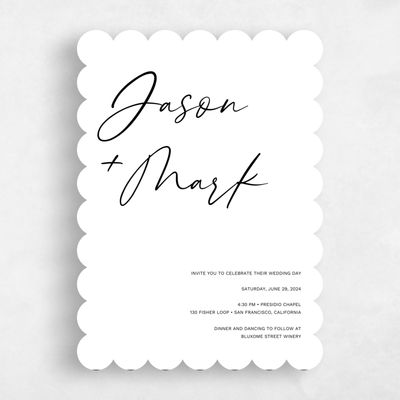 White Scalloped Wedding Invitation - Nahomi Type