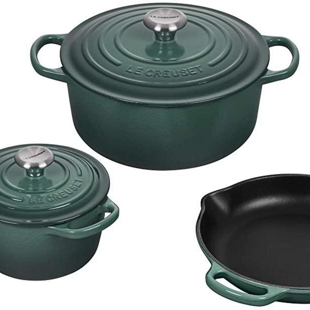 Le Creuset Signature Enameled Cast Iron Cookware Set, 5-Piece, Artichaut