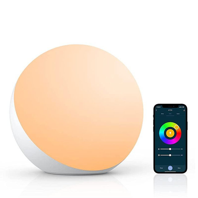 Smart Table Lamp, LED Warm & White Bedside Lamp, Dimmable RGB Color Changing Touch Lamp with Various Scenes Modes, Night Lights for Kids, Compatible with Alexa and Google Home