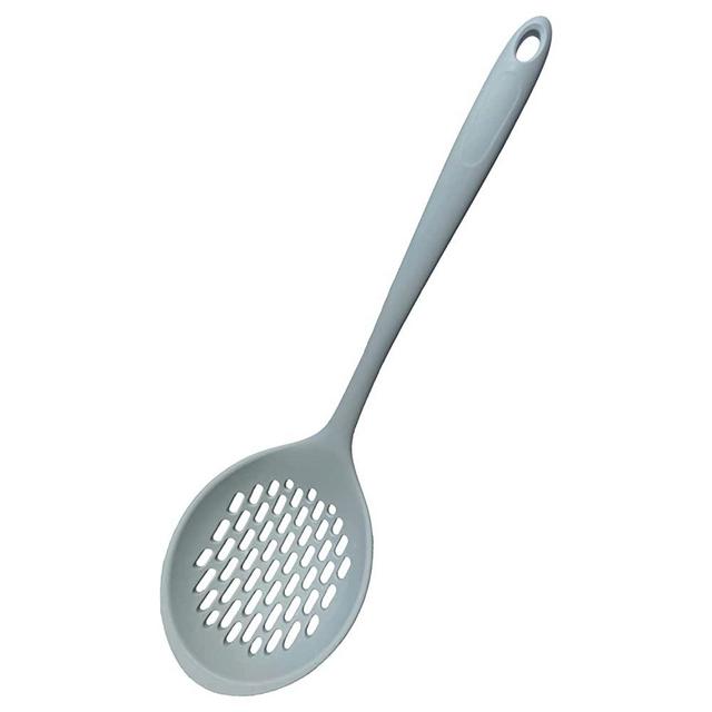 MPick Premium Silicone Skimmer Slotted Spoon Large, BPA-Free, Heat Resistant, Non-stick seamless cookware Made in Korea (Gray)