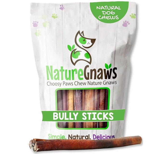 Gnaws Nature Bully Sticks for Dogs 11-12" (1Lb) - Mixed Thickness - Long Lasting for Aggressive Chewers and Large Dogs - Natural Beef Dog Chew Bones