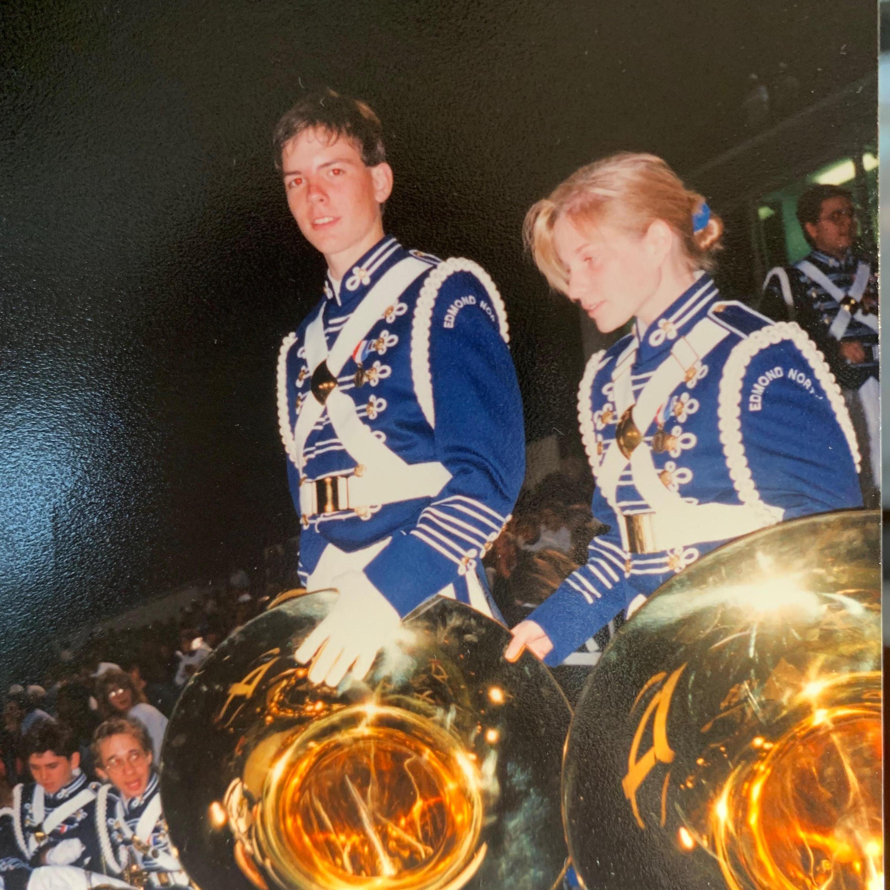 We played in the marching band together