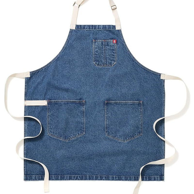 hedley & bennett Essential Apron - Professional Chef Apron with Pockets - Kitchen Apron for Men - Grilling Apron - Chef Aprons for Men - Apron for Women - 8oz 100% Cotton Denim Fabric - Georgia Blue