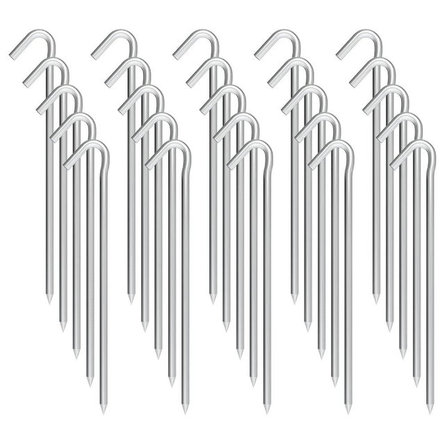 OK5STAR Metal Tent Stakes Heavy Duty 9 Inch, 25 Pack Anti-Rust Galvanized Steel Camping Tarp Stakes, Ground Stakes Tent Pegs Yard Stakes Canopy Spikes for Inflatables, Outdoor Decorations