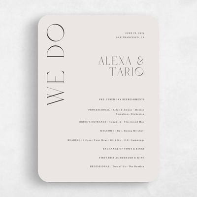 Beige Rounded Wedding Program - Gothenburg