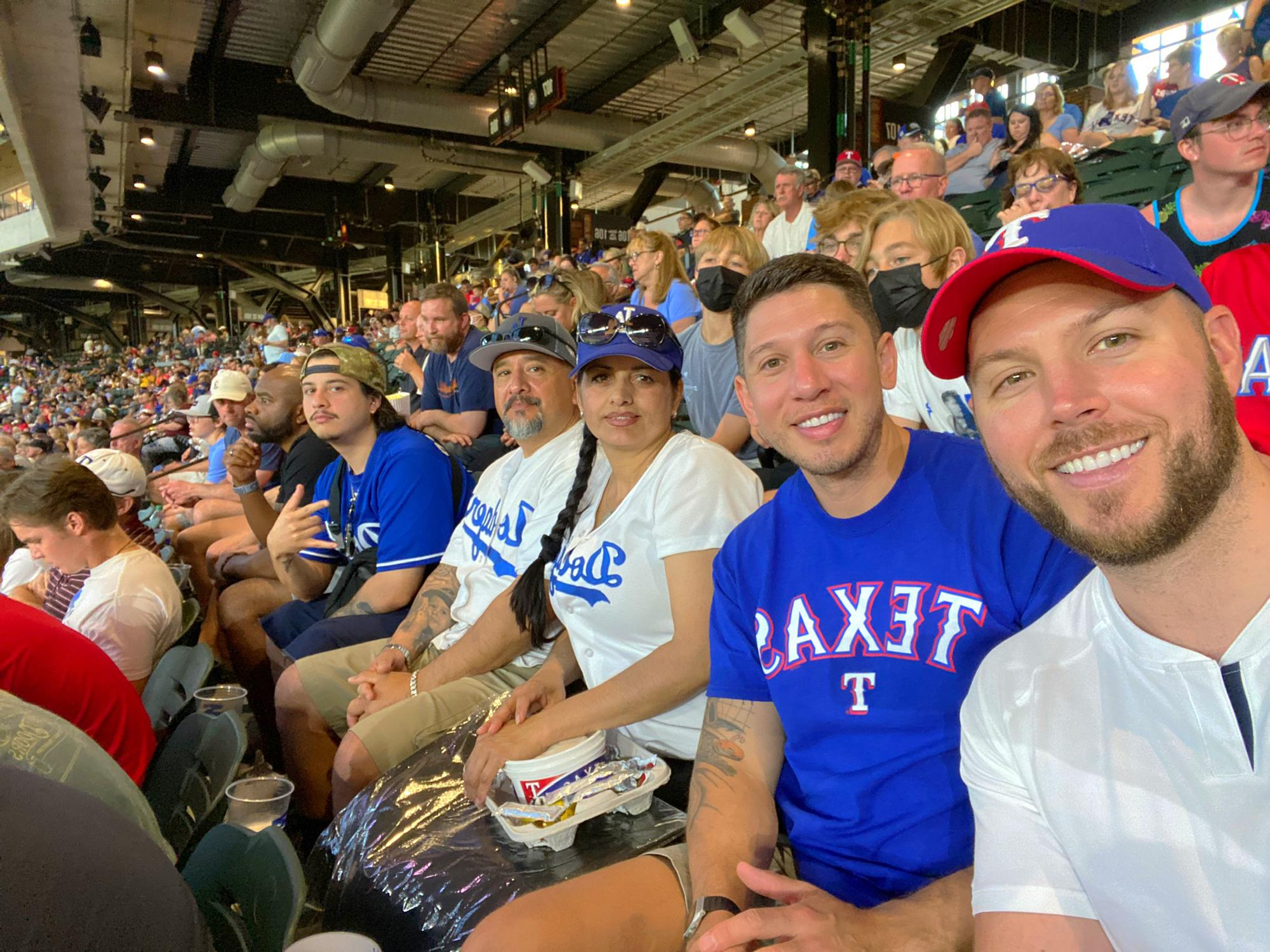 Robert's family visits Dallas - Rangers Game