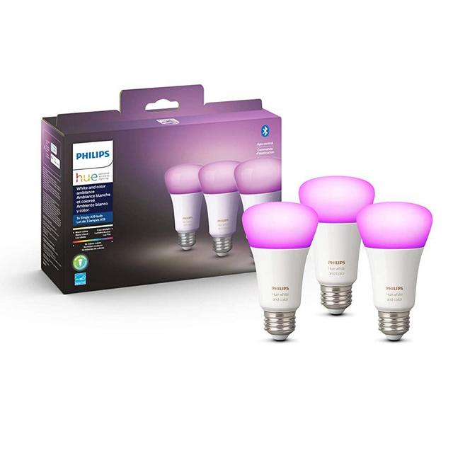 Philips Hue White and Color Ambiance 3-Pack A19 LED Smart Bulb, Bluetooth & Zigbee Compatible (Hue Hub Optional), Works with Alexa & Google Assistant – A Certified for Humans Device (562785)