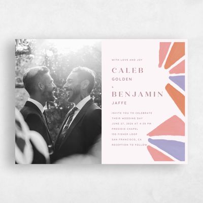 Beige Wedding Invitation - Barcelona Photo