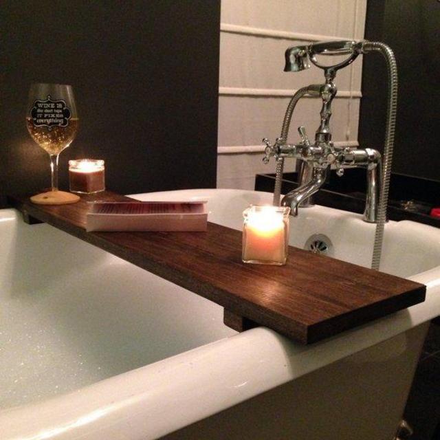 Rustic Bathtub Caddy Bath Tray Poplar Wood Clawfoot Tub Tray