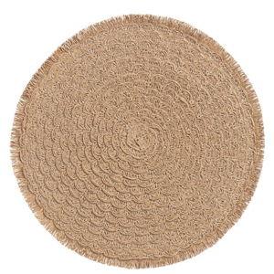 Round Natural Braided Placemat with Fringe Set of 2 - World Market